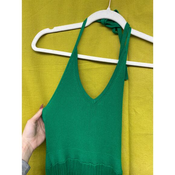 A New Day Women Kelly Green Halter Summer Small Dress Y2K Stretchy Gilmore Girl - Picture 4 of 8